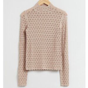 Fitted Pointelle-Knit Scalloped Edge Top